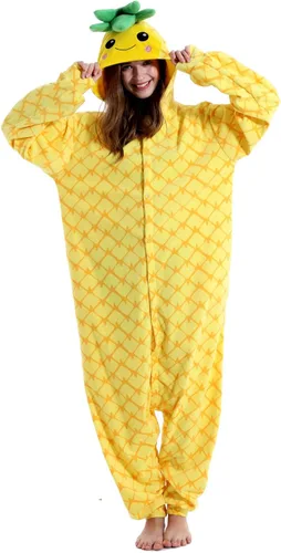 Vista 3 de vavalad Disfraces de piña para adultos, pijamas de una pieza, piña, fruta y piña, regalos para mujeres y hombres