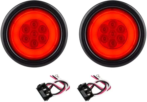 Vista 11 de Lumitronics RV HALO LED 4 pulgadas selladas redondas de parada/giro/luces traseras (par de luces rojas) (paquete de 4)