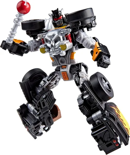 Vista 4 de Transformers Colaborative Hot Wheels x Bone Shaker, figura de acción de robot de clase de lujo de 5 pulgadas que se convierte en automóvil, juguetes