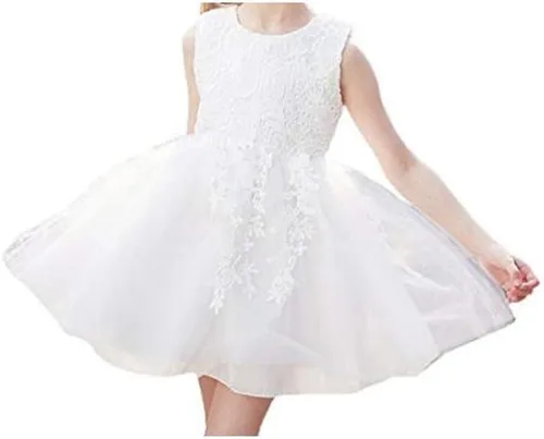 Vista 3 de Mallimoda Vestido de novia de princesa de tul de encaje para niña pequeña y bebé