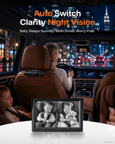 Vista 5 de LUCKVIEW GFD1 Cámara inalámbrica para coche de bebé, monitor de pantalla