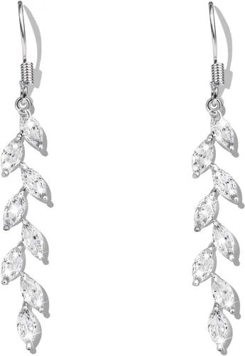 Vista 8 de Aretes de hoja hechos a mano con cristal, aretes colgantes de boda para novias y damas de honor, regalo para mujeres