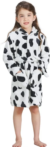 Vista 2 de ECHERY Bata de baño con capucha para niños y niñas, batas para niños pequeños, pijamas de felpa suave de forro polar coral, túnica unisex para niños
