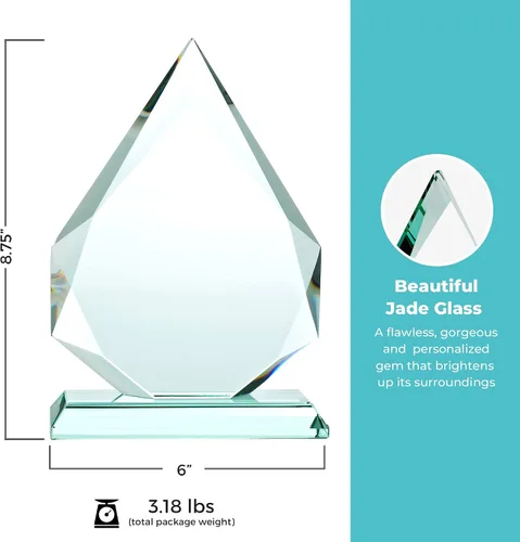 Vista 4 de Baudville Trofeo grabado personalizado - Premio de cristal de jade Logotipo personalizado.