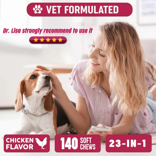 Vista 7 de Multivitaminas masticables con probióticos para perros, vitaminas y suplementos para perros, 140 golosinas, multivitamínico para perros mayores