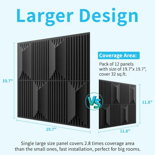 Vista 2 de Art3dwallpanels Panel de pared 3D de PVC para decoración de pared interior, 19.7 x 19.7 pulgadas, paneles de pared 3D de PVC, paneles de pared