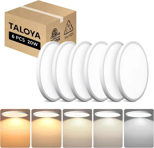 Vista 14 de TALOYA Paquete de 4 lámparas de techo LED de montaje empotrado de 10 pulgadas, 5 temperaturas de color (3000 K-6500 K), luz de panel plano redondo
