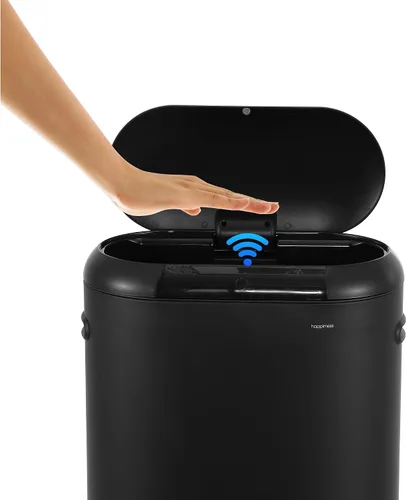 Vista 6 de happimess HPM1016B Robo Kitchen - Bote de basura delgado ovalado con sensor de movimiento sin contacto de 13.2 galones con modo táctil, resistente a