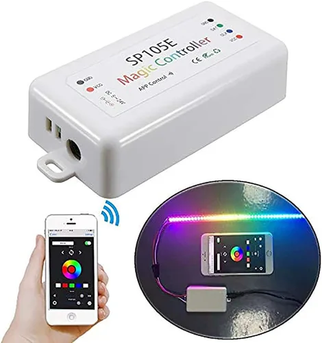 Vista 4 de RGBZONE Controlador LED Bluetooth SP105E, control inteligente de aplicación, sincronización de música para WS2811 WS2812B WS2815 WS2813 WS2801