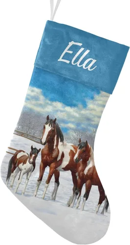 Vista 24 de Calcetines de Navidad personalizados con diseño de unicornio y flores con nombre, medias de Navidad personalizadas para decoración de fiestas