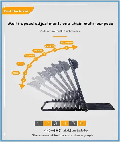 Vista 3 de Silla de cama con soporte para respaldo de cama, respaldo ajustable, asiento de lectura, soporte de 6 grados para sentarse en la playa, cómodo