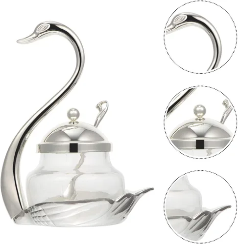 Vista 6 de DOITOOL Contenedor transparente de vidrio para condimentos, contenedor de cisne, caja de condimentos, recipiente de azúcar para sótano de sal