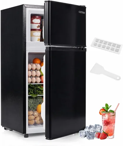Vista 11 de COSTWAY Mini refrigerador de 3.2 pies cúbicos con congelador Negro