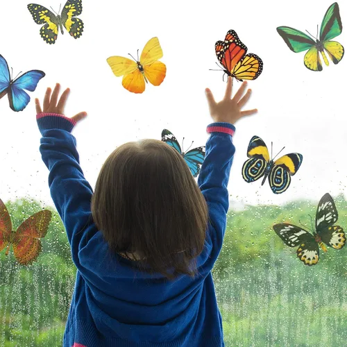 Vista 6 de Outus 40 calcomanías de mariposa para ventana de vidrio, mariposas, adhesivos anticolisión, decoración de primavera para evitar que personas