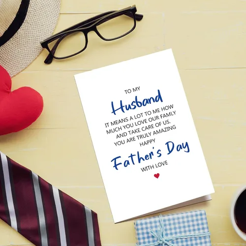 Vista 7 de Chenive Tarjeta del día del padre para marido de esposa, romántica tarjeta feliz del día del padre para él, cuánto amas a nuestra familia y cuida