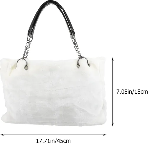 Vista 9 de Bolso de hombro de felpa individual de gran capacidad, bolso de mano mullido para mujeres y señoras, lindo bolso diario portátil