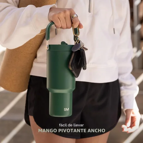 Vista 7 de Simple Modern Trek Pivot Vaso con pajita abatible de 30 oz con asa Botella de agua y protector Tapas intercambiables de pajita y para beber