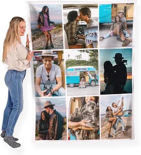 Vista 16 de FrameStory Manta personalizada con fotos y texto, totalmente personalizable con tus fotos y mensajes, manta de forro polar suave y suave, 30 x 40