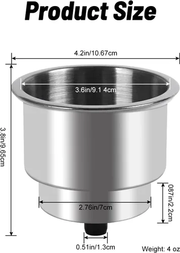 Vista 6 de Goture Stainless Steel Cup Drink Holder with Drain Marine Boat Rv Camper Rod