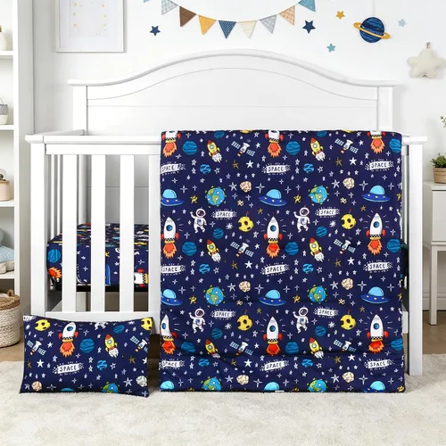 Vista 11 de JISEN Juego de cama de cuna de 3 piezas para bebés, niños y niñas, color Oso