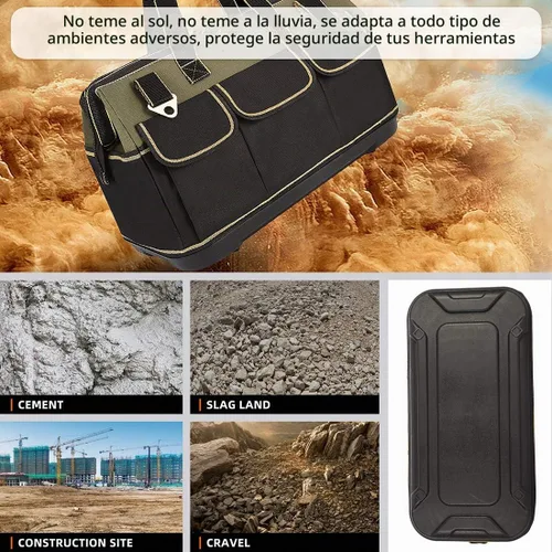 Vista 5 de FASTECH Bolsa de herramientas de boca ancha de 15 pulgadas con base moldeada a prueba de agua, bolsa de herramientas de boca ancha, bolsa