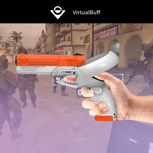 Vista 2 de VirtualBuff Dual Gun Stock Attachment for Meta Oculus Quest 2 Controllers, Real-life Pistol Weight, VR Accessories to Enhance FPS Gaming Experiences