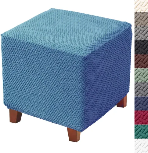 Vista 15 de Bifaun Vogel - Funda otomana, fundas elásticas de jacquard con parte inferior elástica, fundas de almacenamiento plegables gruesas para reposapiés