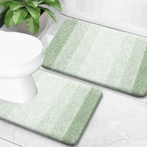 Vista 14 de OLANLY - Juego de tapetes para baño de 2 piezas, de microfibra, suaves y absorbentes, antideslizantes, lavables a máquina y para secadora, felpudos