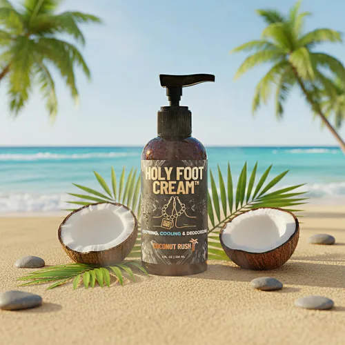 Vista 2 de Derm Dude Holy Foot Cream Crema hidratante diaria para pies con DeoPlex para frescura y arrurruz para una hidratación ligera Aroma de coco Rush