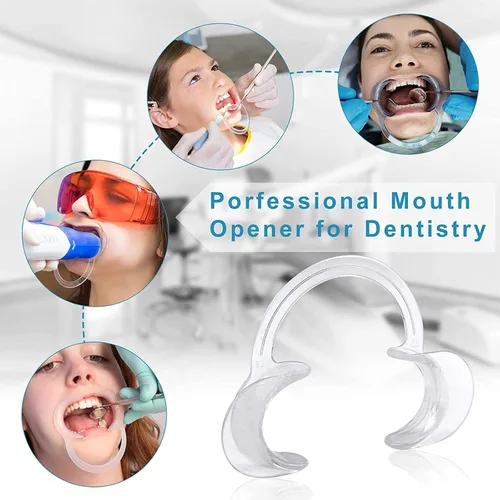 Vista 4 de 10 piezas de retractor de mejillas en forma de C, abridor de boca desechable para blanqueamiento dental, protector bucal o juego Speak Out