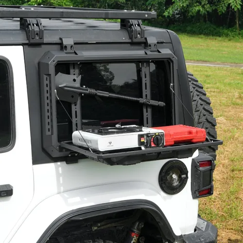 Vista 11 de FURYENGRAVER Kit de panel lateral MOLLE para ventana trasera con almacenamiento, decoración protectora para la ventana trasera para Jeep Wrangler