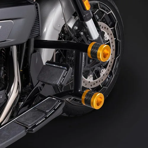 Vista 8 de Advanblack ProTek - Deslizadores de barra de choque Harley mecanizada de 1.25 pulgadas, rueda decorativa giratoria para protector de motor delantero
