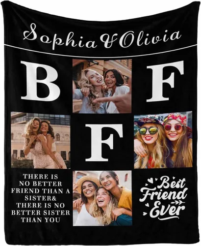 Vista 13 de Regalos de cumpleaños para mujeres, manta de amistad personalizada con tus fotos, manta personalizada con mis propias imágenes para hermanas