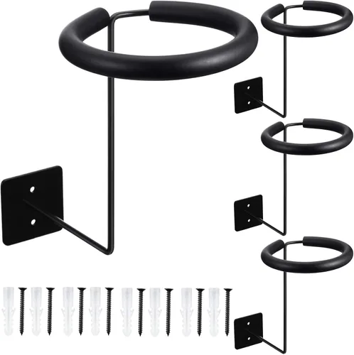 Vista 2 de Frienda Accesorios de motocicleta montados en la pared, soportes negros para casco de metal, multifuncionales, con tubos de esponja y tornillos