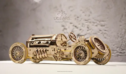 Vista 4 de UGears Modelos Mecanicos Rompecabezas de madera 3-D - Mecánica U-9 Grand Prix Car Idea