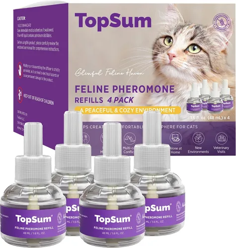 Vista 7 de TopSum Repuesto de difusor calmante para gatos: 1 repuesto de feromonas para gatos calmantes – Ayuda a reducir rasguños, micción, maullidos