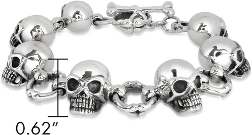 Vista 4 de WithLoveSilver - Pulsera de plata de ley 925 con cabeza de calavera gótica, 8 pulgadas