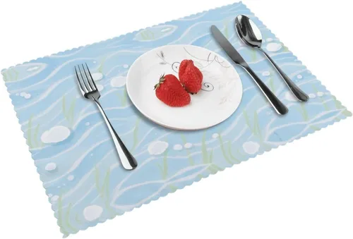 Vista 10 de Rectangular Placemats Set of 4, Heat Resistant Bee Printed Kitchen Dining Table Mats