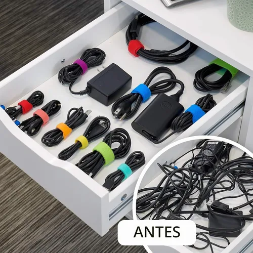 Vista 5 de Wrap-It Storage, correas de 5 pulgadas (50 unidades), reutilizables, organizador de cables de gancho y bucle para organización de cables
