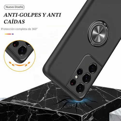 Vista 7 de Funda para Samsung Galaxy S21 Ultra, con protector de pantalla de TPU flexible autorreparable, 2 unidades, grado militar, doble a prueba de golpes