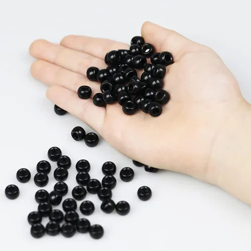 Vista 3 de 500 cuentas de pony negras, cuentas para pulseras, cuentas para trenzas de cabello, cuentas para manualidades, cuentas de plástico, cuentas