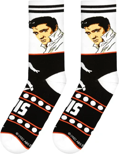 Vista 5 de Odd Sox, Elvis Presley, The King of Rock N Roll - Calcetines para hombre, divertidos regalos de coleccionista, Negro