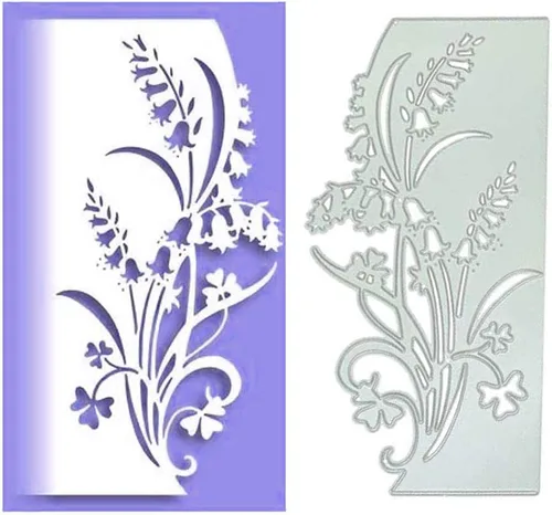Vista 3 de Troqueles de metal de hojas de flores, campanas de encaje de flores de gloria, plantillas de corte de borde para álbumes de recortes, álbumes