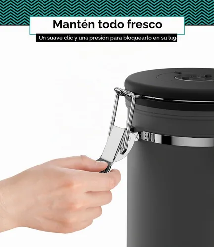Vista 3 de Coffee Gator - Recipiente para café de acero inoxidable hermético de 11 oz, contenedor de almacenamiento de alimentos para cocina con rastreador