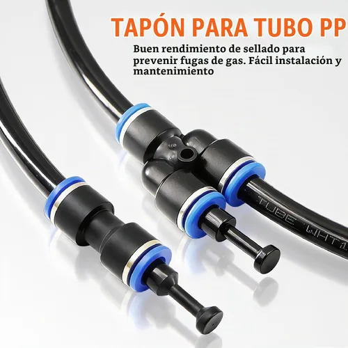 Vista 5 de Kit de accesorios de manguera de aire de empuje para conectar 70 piezas, 1/4 1/8 3/8 1/2 pulgadas de diámetro exterior neumático surtido con roscas
