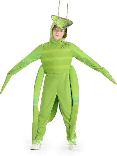 Vista 8 de DLSNZ Disfraz de saltamontes de mantis rezando para niños, disfraz cosplay de Halloween