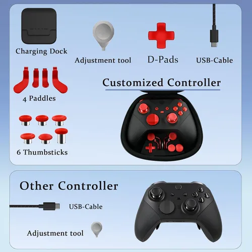 Vista 3 de Customized Elite Series 2 Controller(Magic Sound Red),Compatible with Xbox Elite Series 2 Controller,Gaming Controller Compatible for Xbox One, Xbox