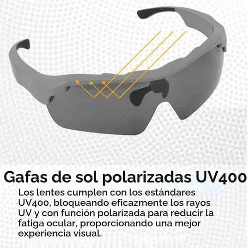 Vista 2 de Pomya Lentes de sol inteligentes con Bluetooth de audio, lentes de sol polarizados con Bluetooth V5.0 y EDR, ciclismo de oreja abierta para hombres