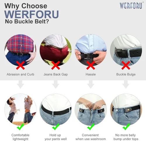 Vista 5 de Sin hebilla cinturón elástico para mujeres hombres cinturón de cintura de hasta 72 pulgadas para jeans