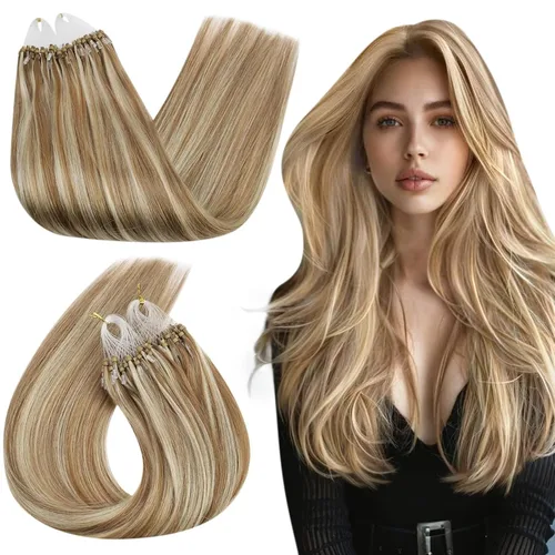 Vista 31 de Ugeat - Extensiones de cabello humano con microanillo, 14 pulgadas, extensiones de cabello Remy con microcuentas de 1 gm/hebra, 50 gms, extensiones